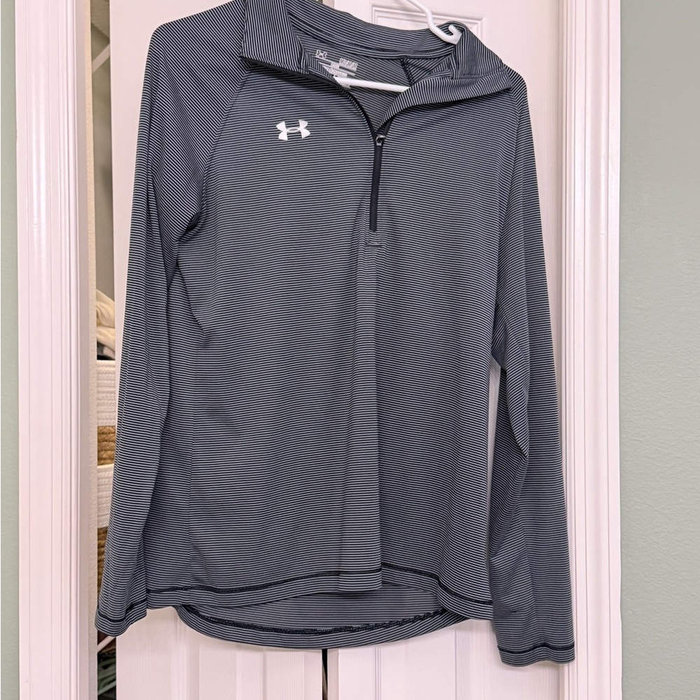 Under Armour Navy and White Striped Pullover